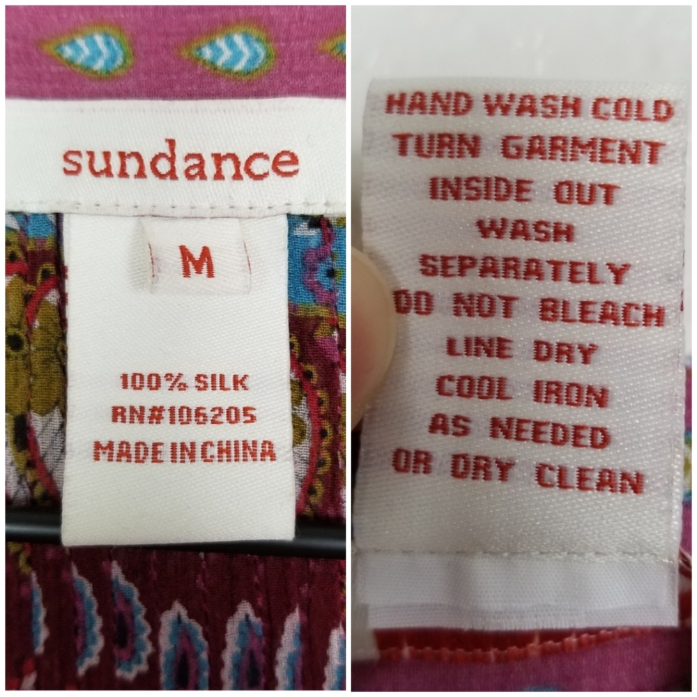 Sundance Silk & Lace Patterned Top Button-Up M - image 7